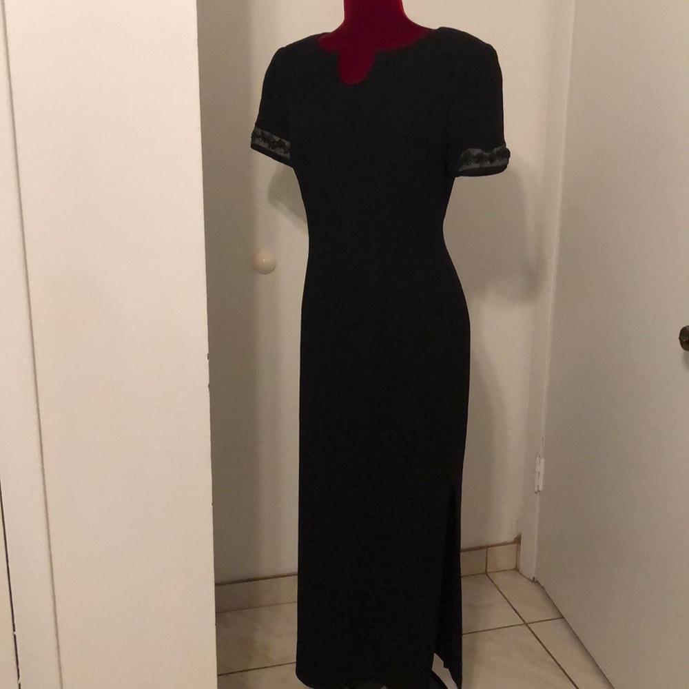 Black A line tea length dress